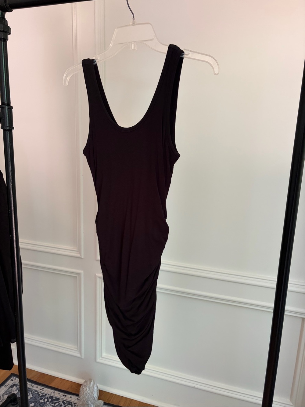Express - Black Women's Scoop Neck Ruched Tank Dress XS